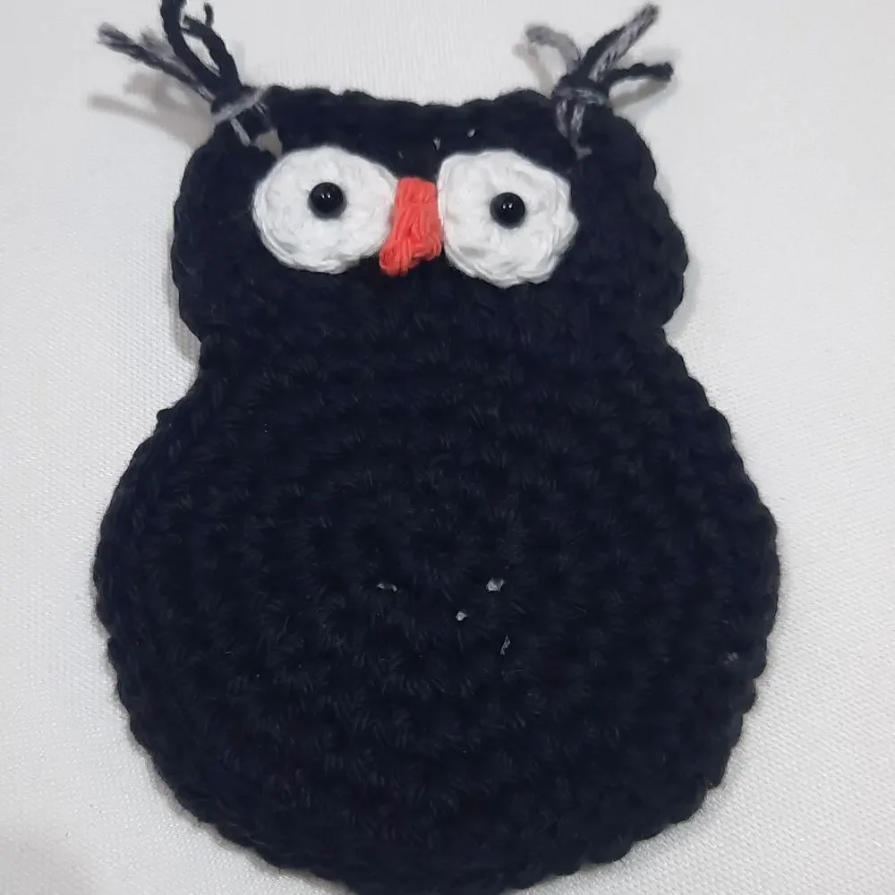 Crochet Owl Coasters Set of Two Hand Crafted Coffee Table Mug Rug Bird Nature